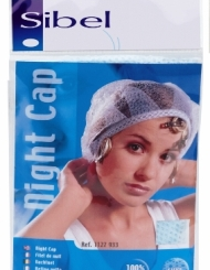 Sibel nachtmuts met treklint lichtblauw