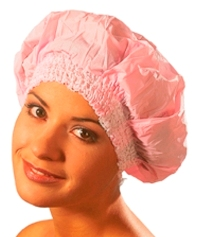 Sibel douchemuts plastiek brede kant lichtblauw